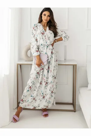 DressBerry White Floral Print Maxi Dress