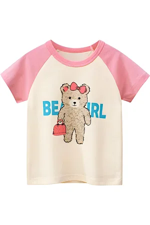 BAESD Girls Graphic Printed Round Neck Cotton T-shirt