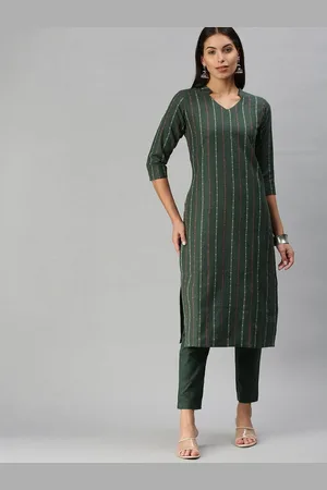 DIVASTRI Micro & Ditsy Printed Mandarian Collar Straight Kurta With Trousers