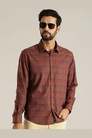 Indian Terrain Men Slim Fit Tartan Checks Opaque Checked Casual Shirt