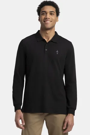 Jockey Men Super Combed Cotton Rich Solid Full Sleeve Polo Tshirt with Ribbed Cuffs - 3914