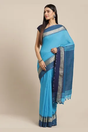 Laa Calcutta Woven Design Cotton Blend Saree