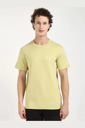 Calvin Klein Men LABEL Solid Round Neck Cotton T-shirt