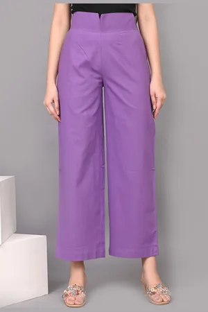 IQRAAR Women High-Rise Regular Fit Cotton Trousers