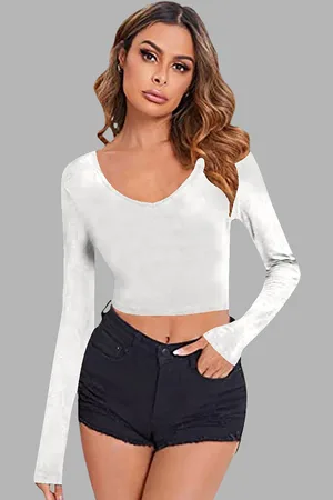 Dream Beauty Fashion Women V-Neck Fitted Crop Top
