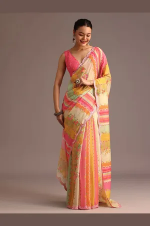 KALKI Fashion Floral Printed Embellished Saree With Unstitched Blouse
