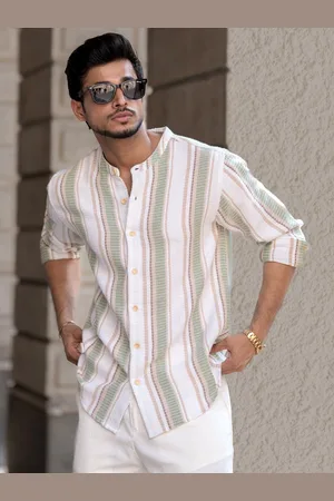Powerlook Men Opaque Striped Casual Shirt