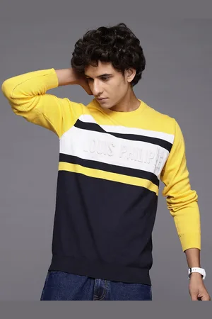 Louis Philippe Striped Pure Cotton Pullover