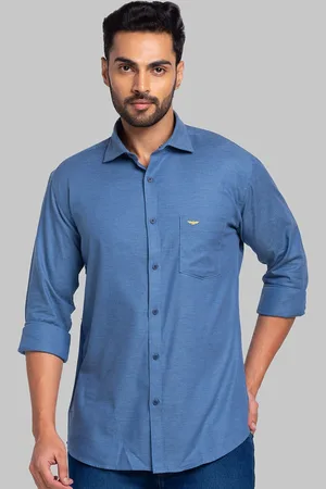Park Avenue Spread Collar Curved Cotton Slim Fit Casual Shirt