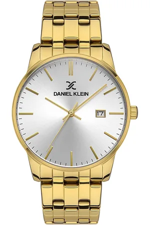 Daniel Klein Premium Men Silver Dial & Gold-Toned Strap Analogue Watch DK 1 13270-5