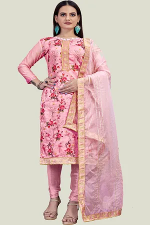 HERE&NOW Floral Printed Gotta Patti Unstitched Dress Material