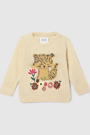 Max Collection Girls Round Neck Embroidered Pullover Sweater