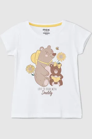 Max Collection Girls Graphic Printed Pure Cotton T-shirt