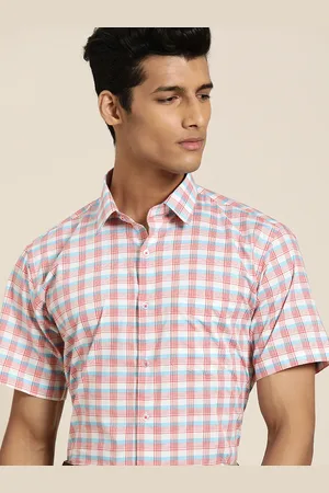 HANCOCK Men White Slim Fit Checked Formal Shirt