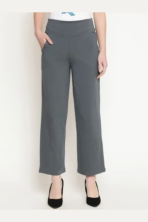 Spiffy Women Solid Smart Loose Fit Mid-Rise Parallel Trousers