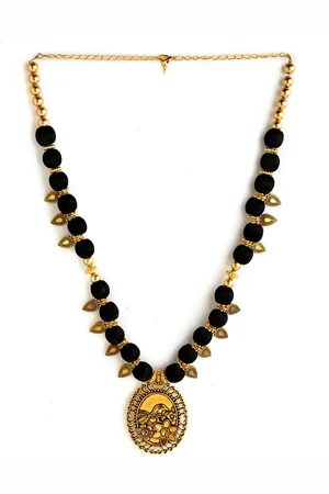 Akshara Clothing Black & Gold-Toned German Silver Gold-Plated Handcrafted Necklace