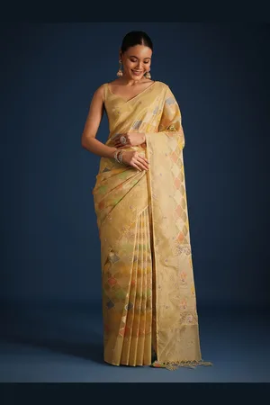 KALKI Fashion Ethnic Motifs Beads and Stones Tissue Saree
