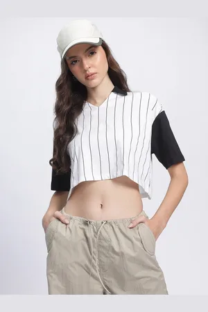 DressBerry Casual Constructs Striped Boxy Crop T-shirt