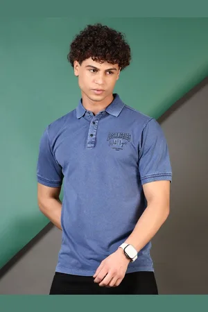 V-Mart Men Typography Printed Polo Collar Cotton T-shirt