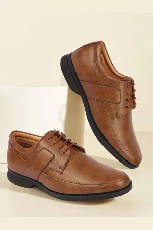 FAUSTO Men Tan Solid Formal Derbys
