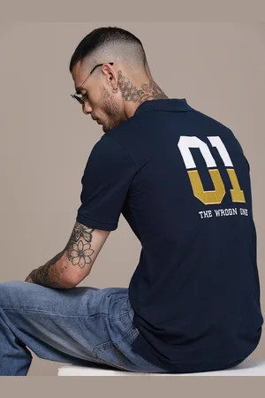 WROGN Men Typography Printed Polo Collar Pure Cotton T-shirt