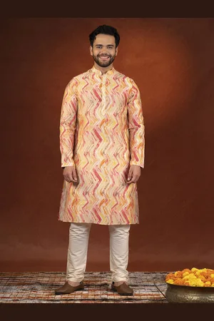 TheEthnic.Co Chevron Printed Pure Cotton Straight Kurta with Churidar