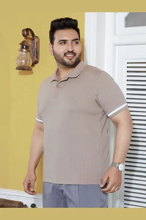 Instafab Men Plus Size Self Design Polo Collar Cotton T-shirt