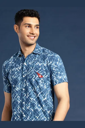 Taavi Men Comfort Indigo Printed Pure Cotton Casual Shirt