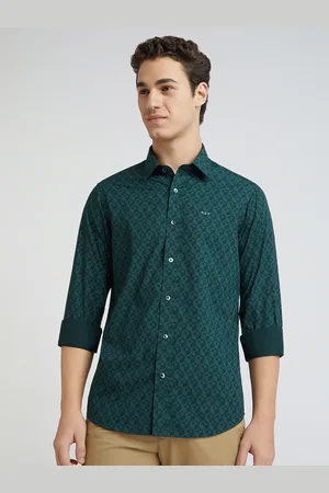 ColorPlus Men Spread Collar Micro Ditsy Printed Cotton Slim Fit Casual Shirt