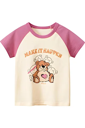 BAESD Girls Graphic Printed Round Neck Cotton T-shirt