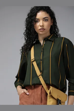 Roadster The Lifestyle Co. Women Striped Spread Collar Longline Casual Shirt
