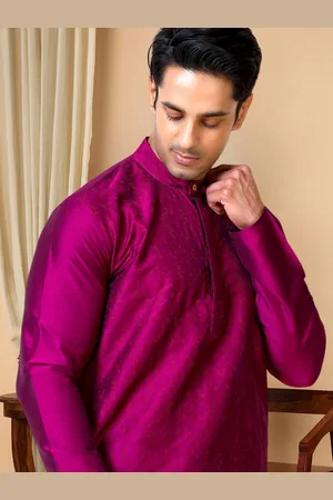 TATTVA Mandarin Collar Woven Design Straight Kurta