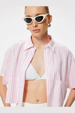 Koton Women Spread Collar Vertical Striped Casual Shirt