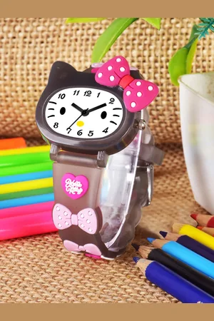 Shocknshop Girls Printed Dial & Straps Analogue Watch 339 Black Kitty