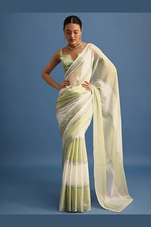 KALKI Fashion Embellished Beads and Stones Tissue Saree
