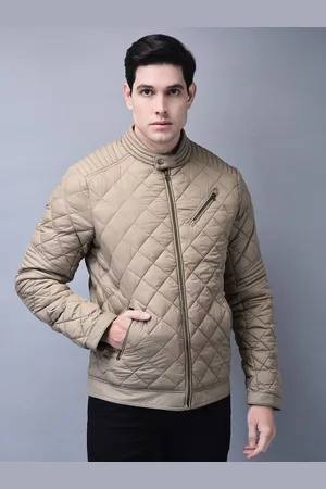 Woodland Men Mandarin Collar Solid Casual Quilted Jacket