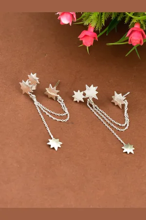 Silvermerc Designs Silver-Plated Sterling Silver Star Shaped Drop Earrings