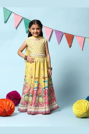 Biba Girls Ethnic Motif Printed Ready to Wear Lehenga & Blouse With Dupatta