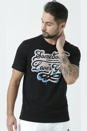 Huetrap Men Black Printed Round Neck T-shirt