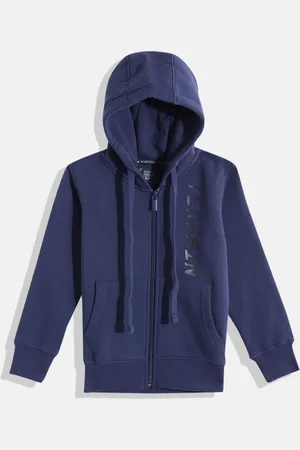 Indian Terrain Boys Solid Brand Printed Hooded Sweatshirt