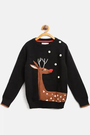 Cherry Crumble Kids Black Fair Isle Self Design Pullover