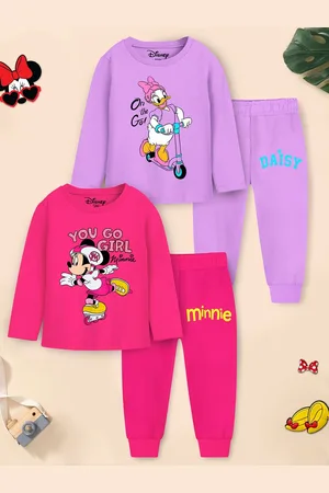 YK Kids Pack Of 2 Minnie & Daisy Printed Round Neck Sweatshirts With Joggers