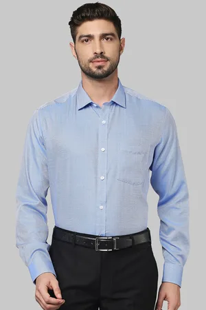 Park Avenue Men Blue Textured Casual Shirt