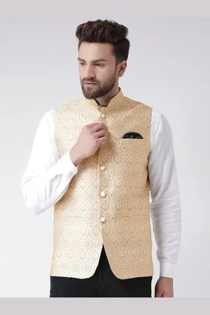 Hangup Men Plus Size Woven Design Nehru Jacket