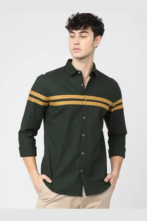 Ketch Men Green Slim Fit Striped Casual Shirt