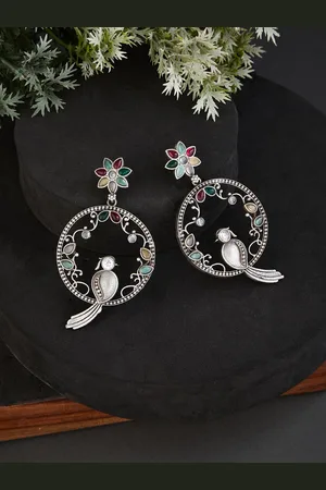 ATIBELLE German Silver-Plated Contemporary Beaded Drop Earrings