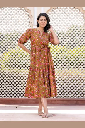 Kalini Floral Print Puff Sleeve Maxi Dress