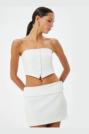 Koton Women Solid Tube Crop Top
