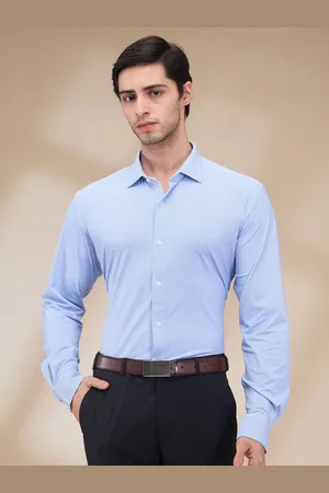Park Avenue Men Cutaway Collar Micro Checked Nylon Slim Fit Formal Shirt
