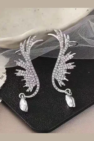Krelin Silver Plated Cubic Zirconia & Rhinestone Classic Ear Cuff Earrings